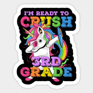 I'm Ready to Crush 3rd Grade Student Rainbow Dabbing Unicorn Sticker